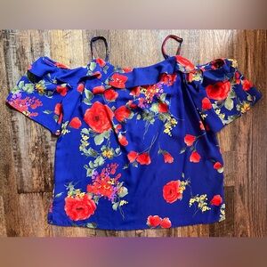 Skies Are Blue Heidi Cold Shoulder Ruffle Blouse